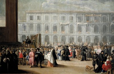 Karneval på Markuspladsen, Venedig af Venetian School