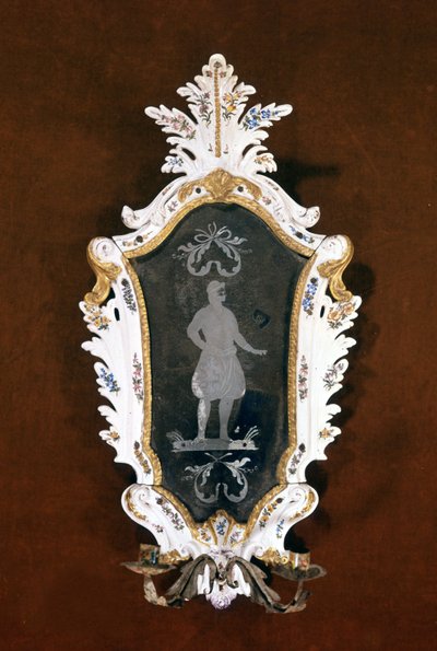 Venetiansk væglysekrone i keramik og Murano spejl. 1700-tallet. Venedig, Ca 