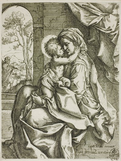 Madonna og barn med Sankt Josef af Ventura Salimbeni