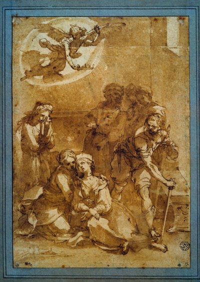 The Death of St. Cecile Forberedelsestegning med brunt blæk til Santa Cecilia (Pisa) af Ventura di Arcangelo Salimbeni dit Bevilacqua (1568-1613) Søn. 0,25 X 0,17 m. Paris, Louvre-museet af Ventura di Arcangelo Salimbeni