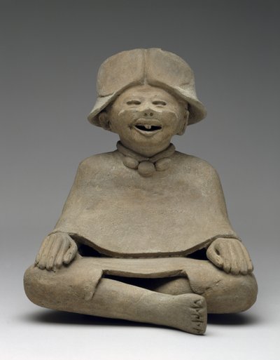 Siddende kvinde, 300-600 e.Kr. (lertøj med spor af polykromt pigment) af Veracruz Veracruz