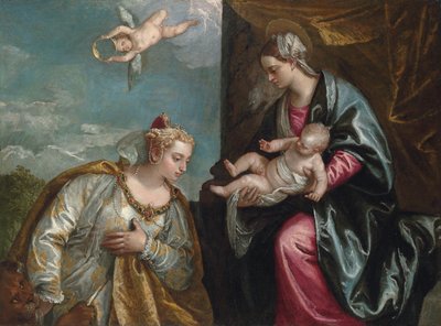 Allegori om byen Venedig, der tilbeder Madonnaen og barnet af Veronese