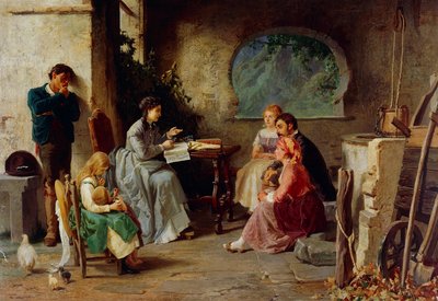 Botanik lektion, af Vespasiano Bignami kendt som Vespa (1841-1929), olie på lærred, 84x119 cm, Italien af Vespasiano Bignami