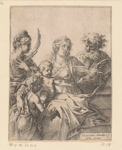 Hellig familie med Johannes Døberen og Elizabeth af Vespasiano Strada