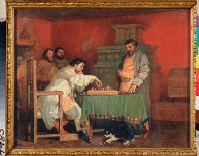 Scene fra en russisk tsars liv (Skakspil) - Scene fra den russiske zars liv (skakspil) - Maleri af Vyacheslav Grigorievich Schwarz (1838-1869), olie på lærred af Viatcheslav Grigorievitch Schwarz