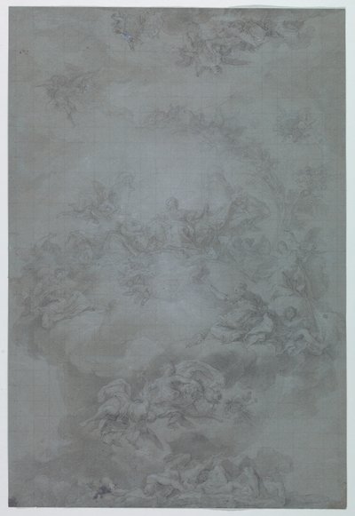 Studie til malet udsmykning af et loft, Casino de la Reina (Dronningens Casino), Madrid, Spanien af Vicente Lopez y Portana