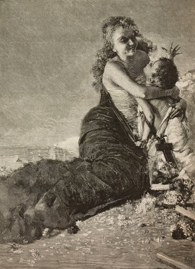 Renæssance, mor med barn, fra maleri af Vincenzo Irolli af Vicenzo (after) Irolli