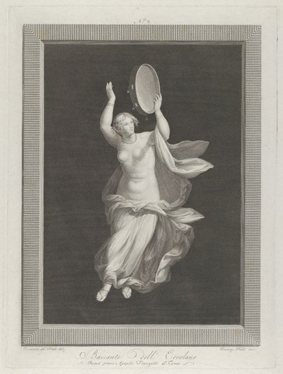 En delvis nøgen bacchante, der spiller en tamburin, ca. 1795-1820 af Vicenzo Feoli