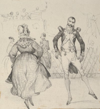 En soldat og en kvinde danser, midten af 1800-tallet. af Victor Adam