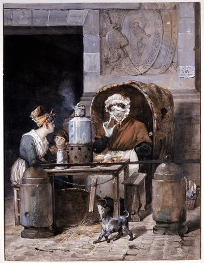 Cafehandler på gaden - af Adam, v.1850 af Victor Adam