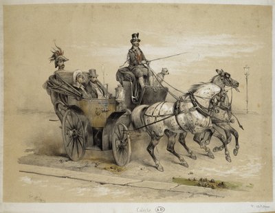 Caleche - Litografi af Adam, v.1840 af Victor Adam