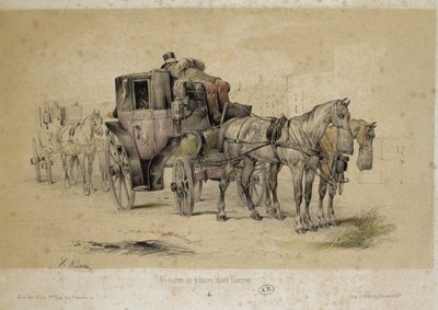 Biler kaldet fiacres - Litografi af Adam, v.1840 af Victor Adam