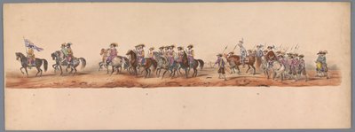 Historisk procession ved det andet hundrede år for Utrecht University of Applied Sciences, 1836 (plade 5) De hollandske hæres anløb til Oostende, 3. juli 1600, dagen efter sejren ved Nieuwpoort; ifølge den udklædte fremstilling givet af H H Student af Victor Adam