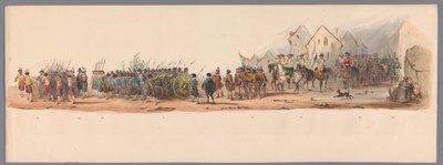 Historisk procession ved det andet århundrede for Utrecht University of Applied Sciences, 1836 (plade 10) De hollandske hæres anløb til Oostende, 3. juli 1600, dagen efter sejren ved Nieuwpoort; ifølge den udklædte præsentation, givet af H H Studen af Victor Adam