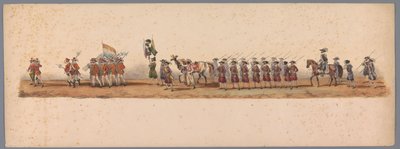 Historisk procession ved det andet hundrede år for Utrecht University of Applied Sciences, 1836 (plade 3) De hollandske hæres anløb til Oostende, 3. juli 1600, dagen efter sejren ved Nieuwpoort; ifølge den udklædte fremstilling givet af H H Student af Victor Adam