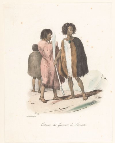 Beklædning af krigerne fra Shouraki (New Zealand) Costume des Guerriers de Shouraki (titel på objekt) Voyage of Discovery of the Astrolabe (serietitel) Voyage de découvertes de l