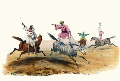 La voltige, par des beduiner. i "" Album Grotesque, Choices of Types Remarkable", illustrationer af Victor Adam, Paris, omkring 1850. af Victor Adam