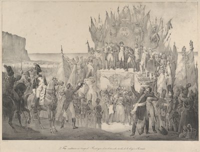 Militærfest i Boulogne med Napoleon, der uddeler Æreslegionens stjerner af Victor Adam