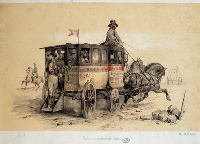 Paris omnibusbil - Litografi af Adam, ca. 1840 af Victor Adam