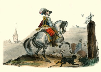 Viscount of Sommiere, Languedoc-herre og landherre. I "" Album Grotesque, Choices of Outstanding Types", illustrationer af Victor Adam, Paris, omkring 1850. af Victor Adam