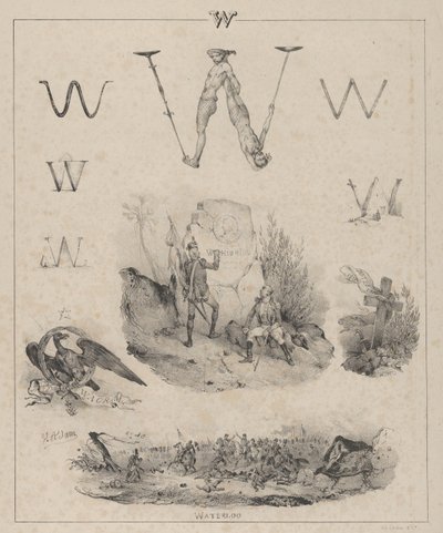 Bogstavet W: Washington, Wagram, Waterloo, 1833. af Victor Adam