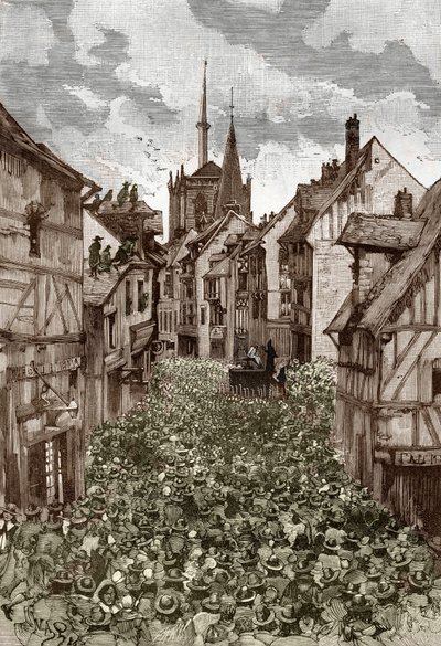 Affaire des possedes de Loudun (dæmoner de Loudun) omkring 1630: jagt på hekse, den franske præst Urbain Grandier (1590-1634), der angiveligt har indgået en pagt med djævelen og anklaget for at have forhekset af nonner, bliver brændt på slagteren - ( Urbai af Victor Armand Poirson