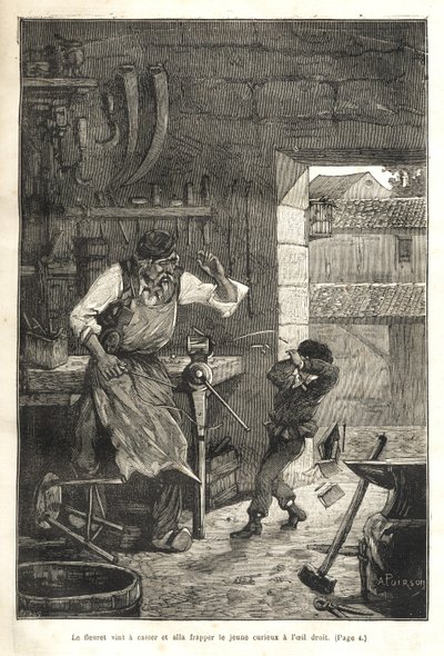 Biographie populaire illustrée de Gambetta - Folien knækkede og ramte den unge tilskuer i øjet af Victor Armand Poirson