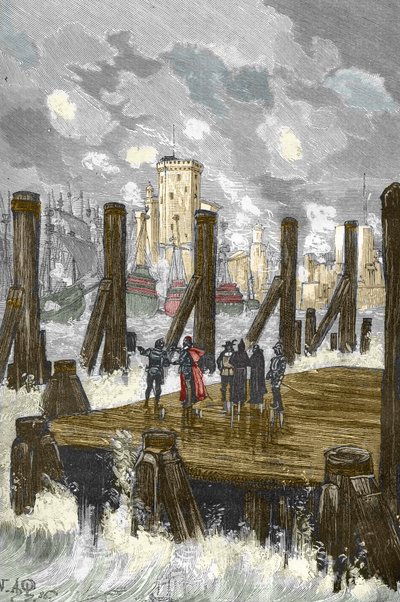 Siege de la Rochelle (1627-1628): "" Kardinal af Richelieu (1585-1642) på La Rochelles dæmning, under belejringen af byen, place d