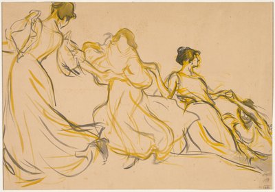Studie til udsmykningen af Salle des Fêtes for La Mairie du 11e arrondissement de Paris af Victor Emile Prouve