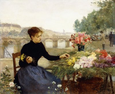 Et parisisk blomstermarked, af Victor Gabriel Gilbert