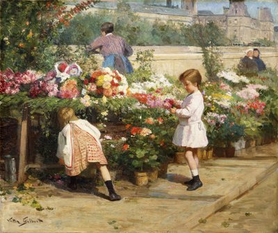 Blomstermarkedet ved Seinen, af Victor Gabriel Gilbert