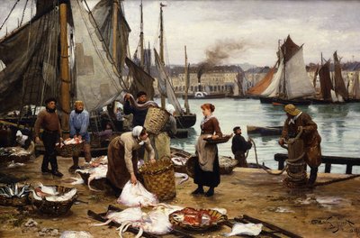 Lossning af fangsten, 1881 af Victor Gabriel Gilbert