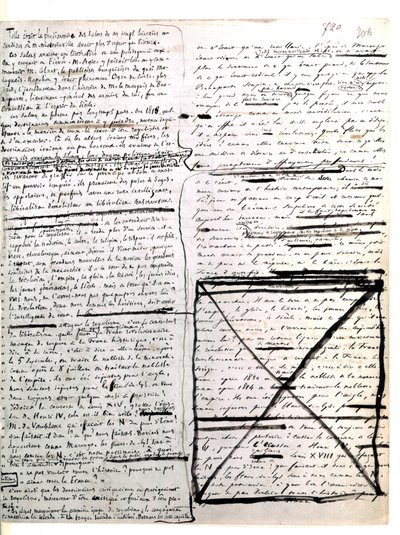 Autografisk side af "Les Miserables" af Hugo. 1845-1861 (dokumenter (breve)) af Victor Hugo