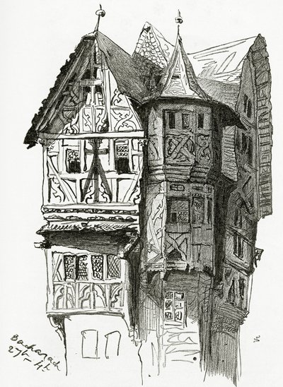 Hus i Bacharach ved Rhinen, 19. århundrede (sw-stik) af Victor Hugo