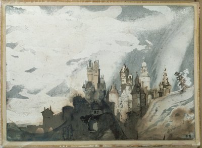 Le gay chateau (pen og lavering) af Victor Hugo