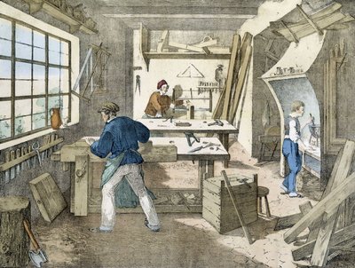 Tømreren, litho af Janson. 19. århundrede. af Victor Janson