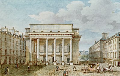 Udsigt over Teater Italiens facade (Salle Favart) (wc på papir) af Victor Jean Nicolle