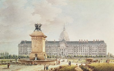 Udsigt over Hotel des Invalides (blæk og akvarel på papir) af Victor Jean Nicolle