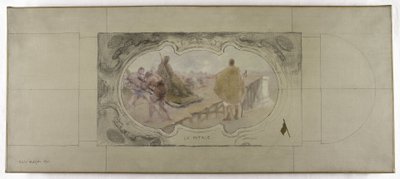 Skitse til Lobau-galleriet på rådhuset i Paris: La Patrie af Victor Jean Pierre Maziès