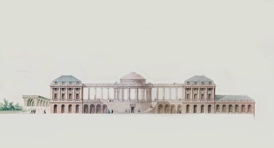 Første design til Chateau du Bouilh, Saint Andre de Cubzac, Aquitaine, ca. 1787 (pen, blæk og wc) af Victor Louis