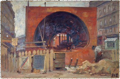 Les travaux du métropolitain place Saint-Michel en 1906, i 11-1906 (olie) af Victor Marec