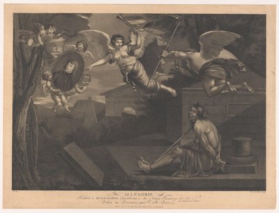 Allegori af Napoleon I Bonaparte Allegori vedrørende Buonaparte Generalissimo fra de franske hære (titel på objekt) af Victor Marie Picot