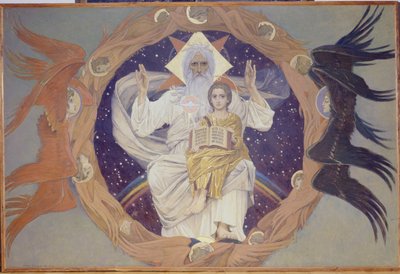 Hellig Treenighed, forberedende skitse til Alexander Nevsky-katedralen i Warszawa, 1907 af Victor Mikhailovich Vasnetsov