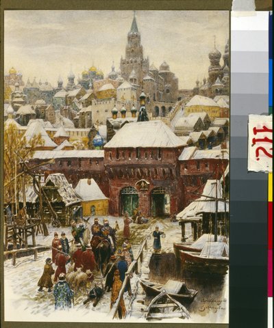Moscou au 17e siecle (Moskva i det 17. århundrede). Oeuvre de Appolinari Mikhaylovich Vasnetsov (1856-1933), litografi. Art russe, fin 19e-debut 20e siecle. Museet for Moskvas historie og genopbygning, Moskva. af Victor Mikhailovich Vasnetsov