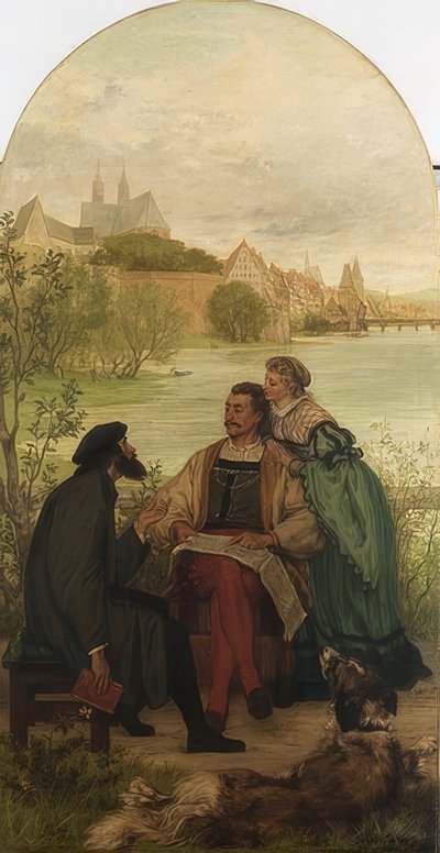 Ridder Hartmut von Kronberg med reformatoren Oecolampadius i Basel af Victor Müller