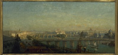 Paris fra øst: udsigt taget fra Louvres tage i 1856 (maleri) af Victor Navlet