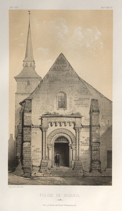 Malerisk arkitektur eller monumenter fra det 15. århundrede. Og XVI. Centuries: Chateaux of France of the XV and XVI Centuries: Pl. 58, De Requeil Church (Sarthe) af Victor Petit