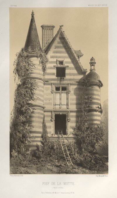 Malerisk arkitektur eller monumenter fra det 15. århundrede. Og XVI. århundreder: Slotte i Frankrig i det XV og XVI århundreder: Pl. 72, Fief De La Motte (Saône et Loire) af Victor Petit