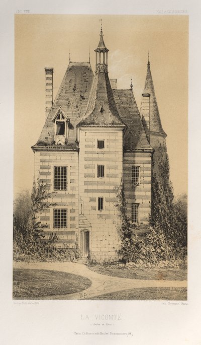 Malerisk arkitektur eller monumenter fra det 15. århundrede. Og XVI. århundreder: Slotte i Frankrig i det XV og XVI århundreder: Pl. 75, La Vicomté (Saône et Loire) af Victor Petit