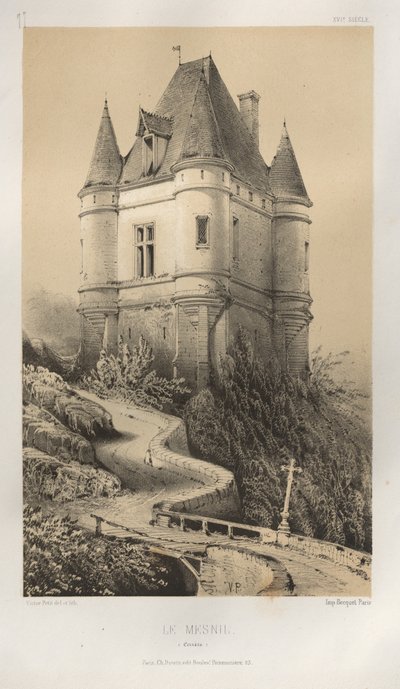 Malerisk arkitektur eller monumenter fra det 15. århundrede. Og XVI. århundreder: Slotte i Frankrig i det XV og XVI århundreder: Pl. 77, Le Mesnil (Corrèze) af Victor Petit
